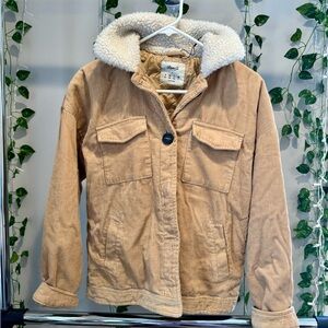 American Eagle Outfitters Tan Teddy Jacket with Furry Collar